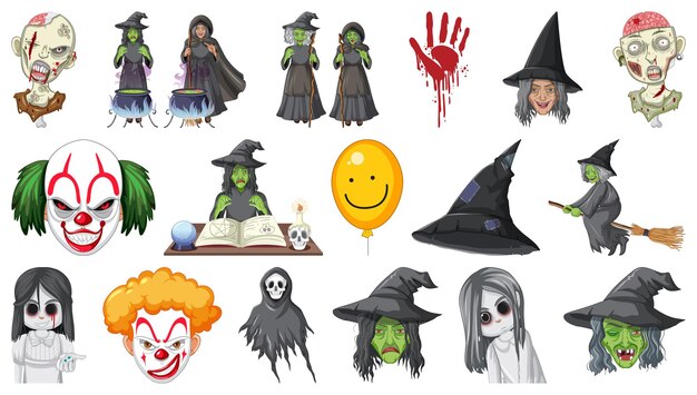 Conjunto de Halloween con monstruos aterradores.