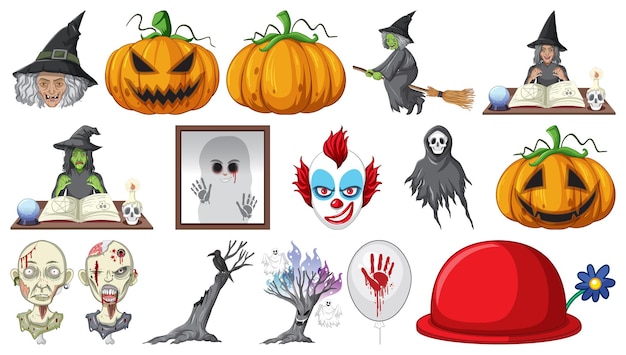 Conjunto de Halloween con monstruos aterradores.