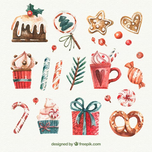 Conjunto de hermosas decoraciones de navidad