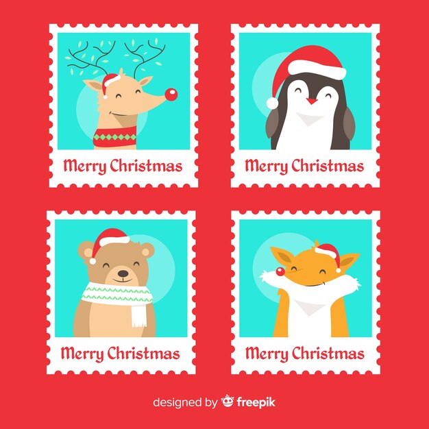 Conjunto hermoso de etiquetas de navidad