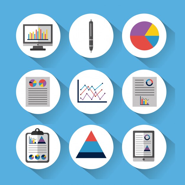 Conjunto de herramientas de datos estadísticos finanzas diagrama y gráfico gráfico de negocios