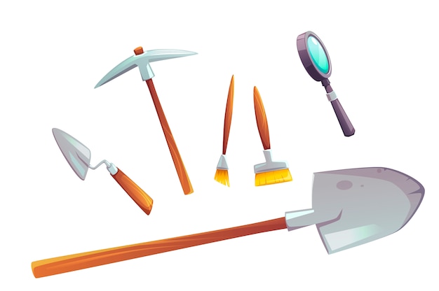 Conjunto de herramientas de excavación de ilustración de dibujos animados