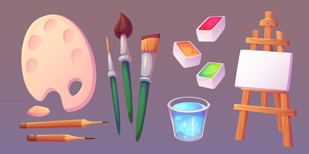 Conjunto de herramientas de pintura aisladas sobre fondo blanco