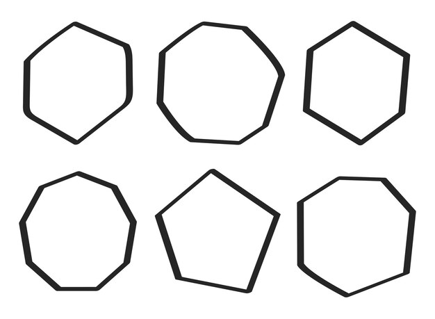 Conjunto de hexágonos dibujados a mano
