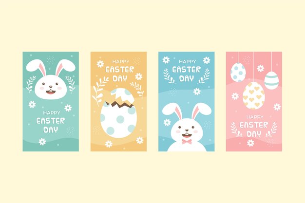 Conjunto de historias de instagram del día de pascua