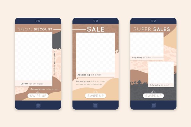 Conjunto de historias de instagram de venta orgánica