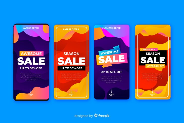 Vector gratuito conjunto de historias de instagram de ventas