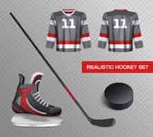 Vector gratuito conjunto de hockey realista