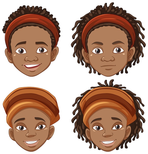 Vector gratuito conjunto de hombre y mujer africanos.