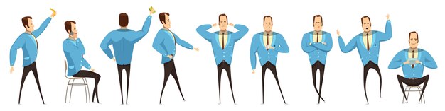 Conjunto de hombre de negocios en varias poses