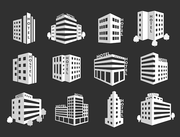 Vector gratuito conjunto de hoteles