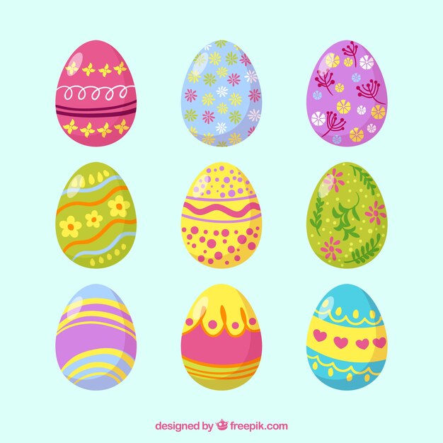 Conjunto de huevos de pascua creativos
