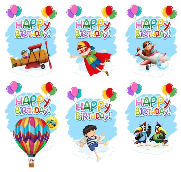 Vector gratuito conjunto de icono de cumpleaños