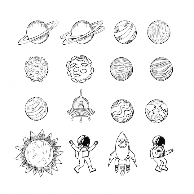 Vector gratuito conjunto de icono de planetas