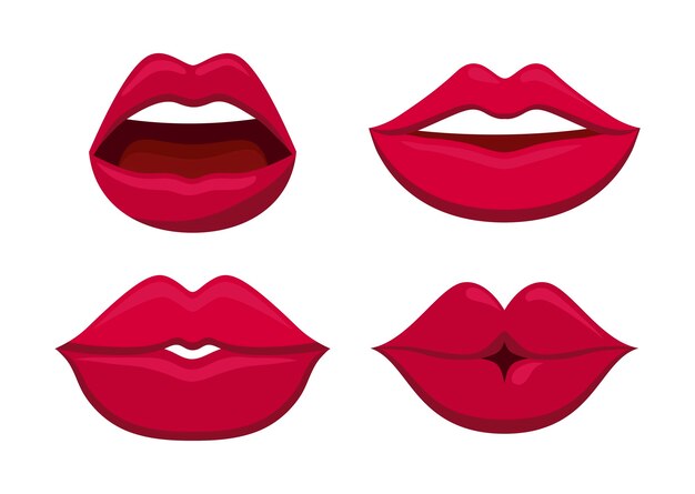 Conjunto de icono de sensualidad de labios femeninos.