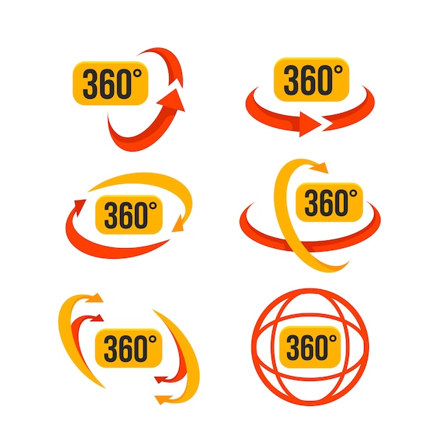 Conjunto de iconos de 360 grados de diseño plano