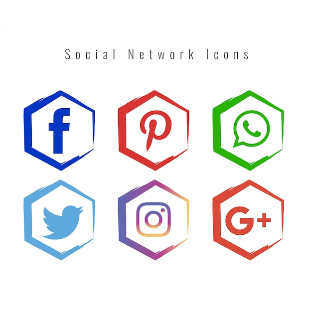 Vector gratuito conjunto de iconos abstractos coloridos de redes sociales