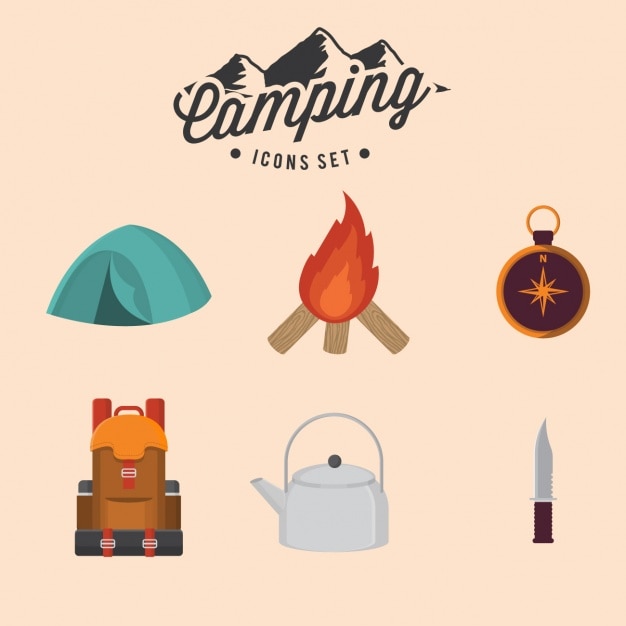 Conjunto de iconos de acampada