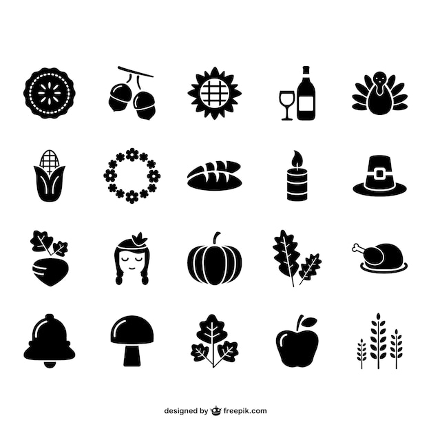 Conjunto de iconos de acción de gracias y otoño