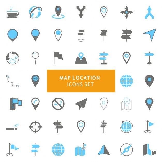 Conjunto de iconos acerca de los mapas 