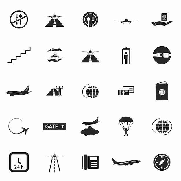 Conjunto de iconos de aeropuerto