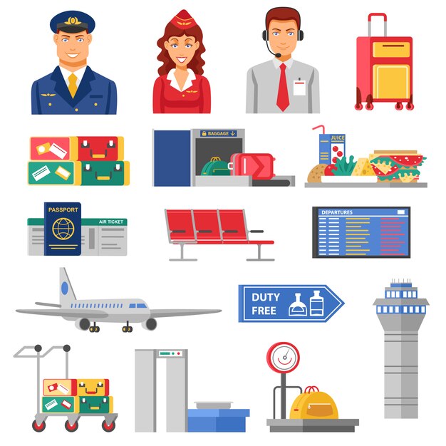 Conjunto de iconos de aeropuerto