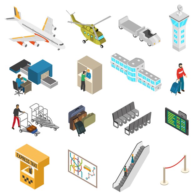 Conjunto de iconos de aeropuerto