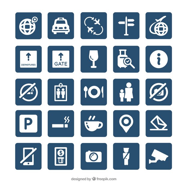 Conjunto de iconos de aeropuerto