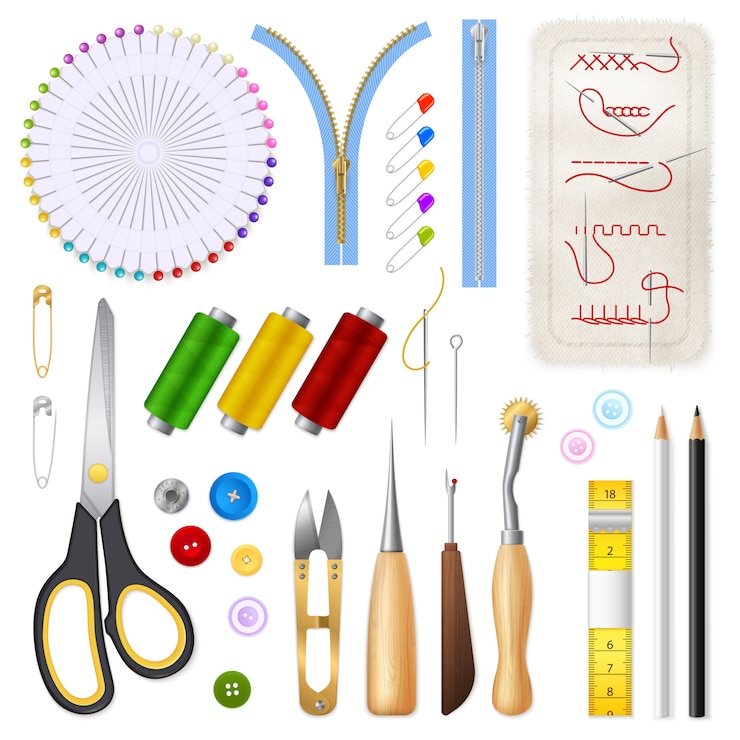 Vector gratuito conjunto de iconos aislados de costura