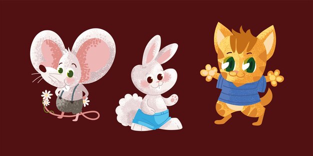 conjunto de iconos de animales lindos y detallados