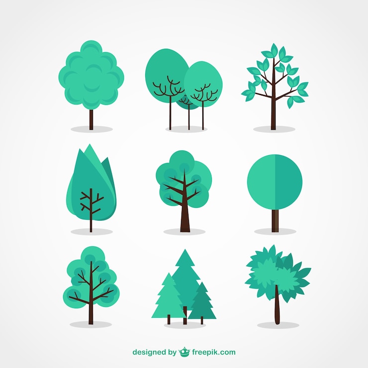 Vector gratuito conjunto de iconos de árbol