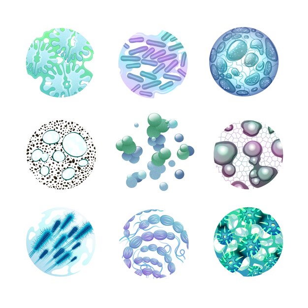 Conjunto de iconos de bacterias