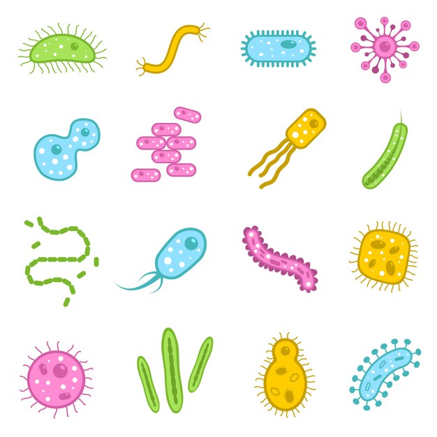 Conjunto de iconos de bacterias
