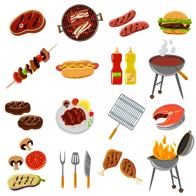 Conjunto de iconos de barbacoa