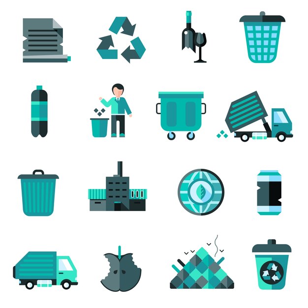 Conjunto de iconos de basura
