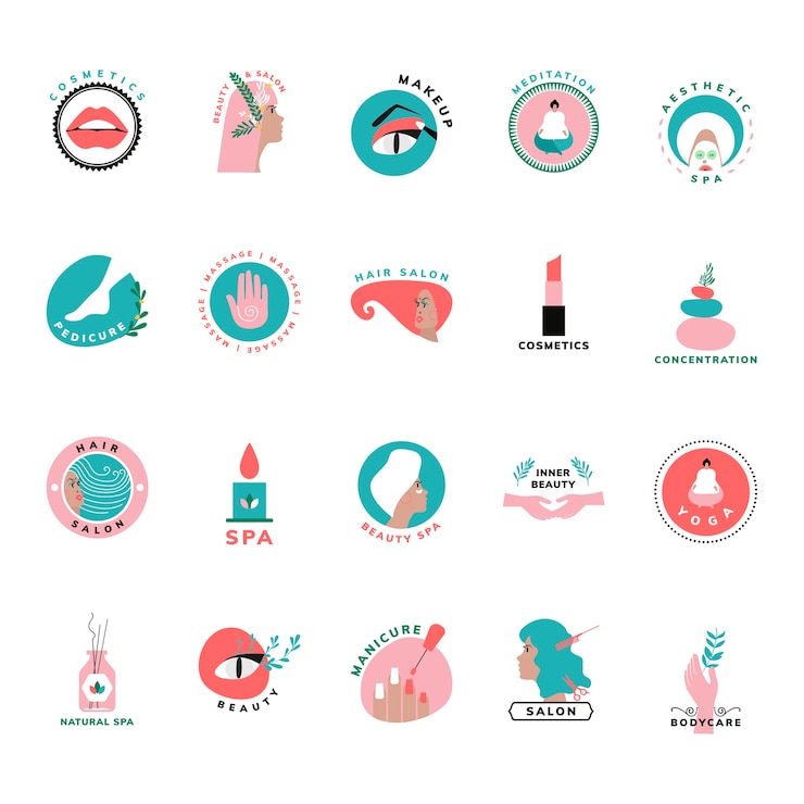 Vector gratuito conjunto de iconos de belleza y cosmética