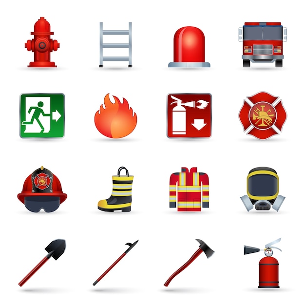 Conjunto de iconos de bombero