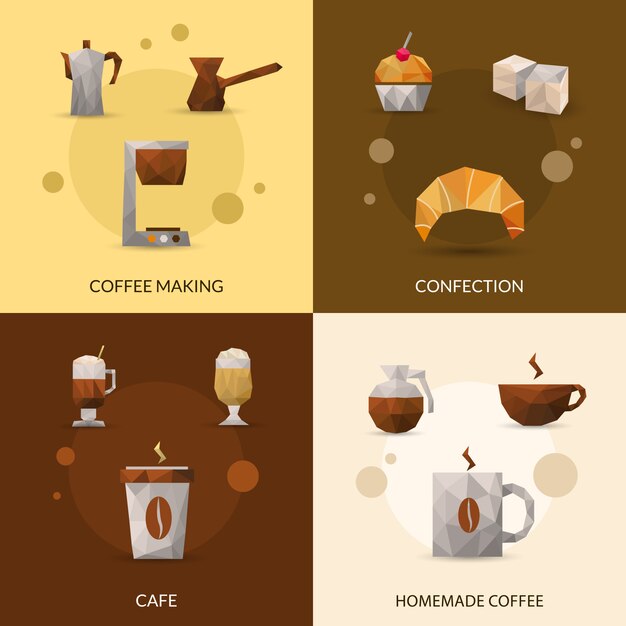 Conjunto de iconos de café y confitería