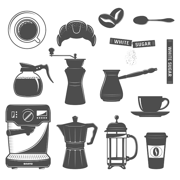 Vector gratuito conjunto de iconos de café