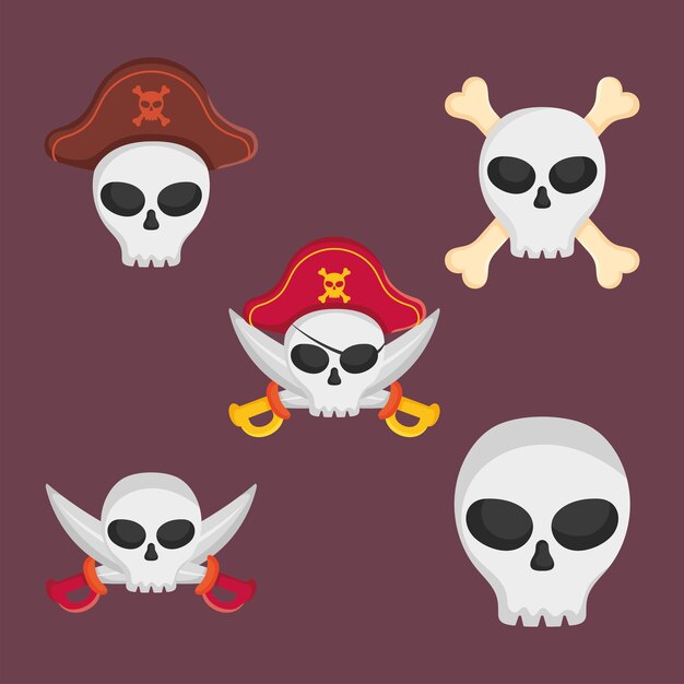 Conjunto de iconos de calaveras piratas