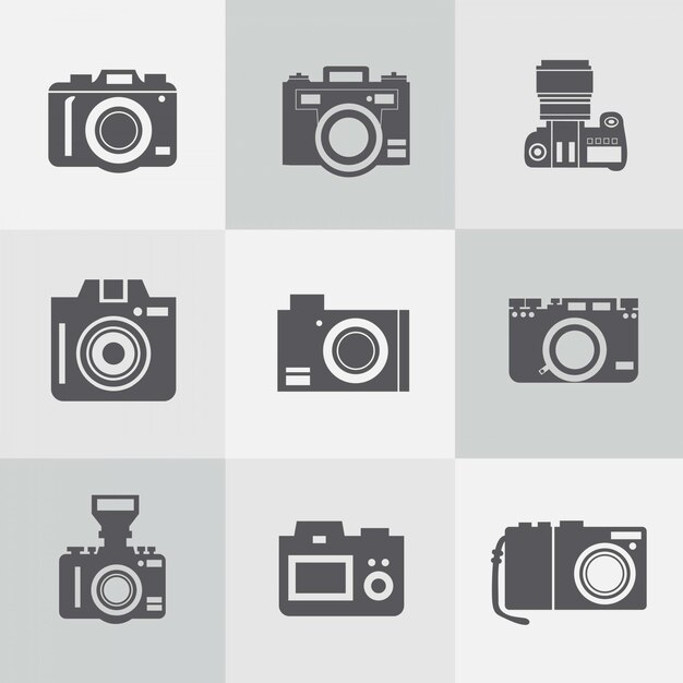Conjunto de iconos de cámaras de fotos