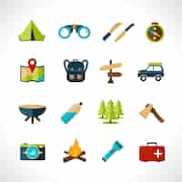 Vector gratuito conjunto de iconos de camping