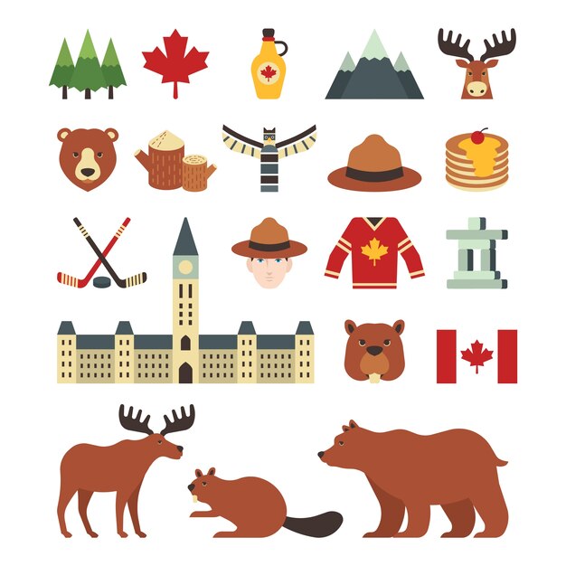 Un conjunto de iconos de Canadá