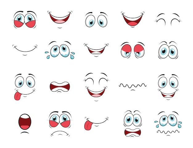 Conjunto de iconos de cara de dibujos animados