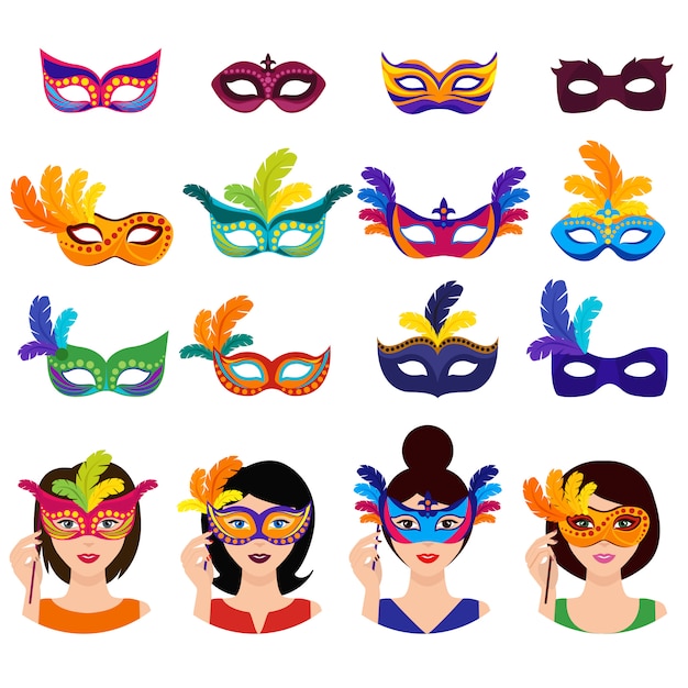 Vector gratuito conjunto de iconos de carnaval de bola