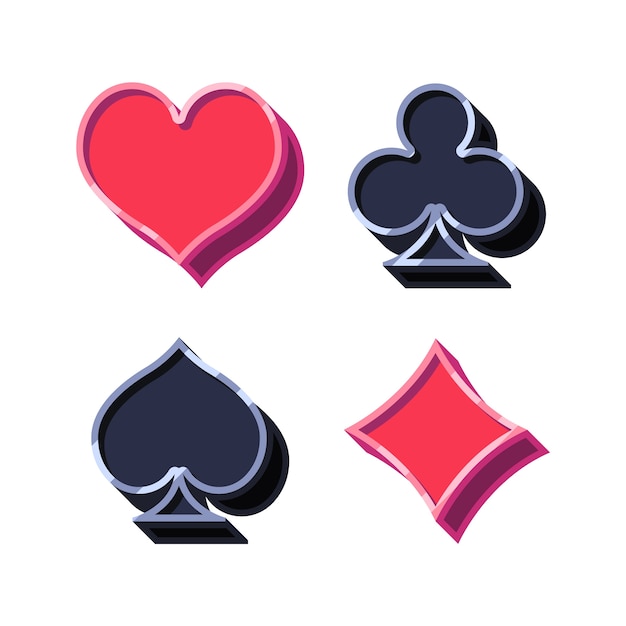 Conjunto de iconos de cartas de juego de diseño plano