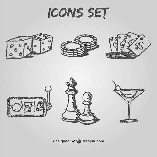 Vector gratuito conjunto de iconos de casino