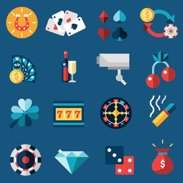 Vector gratuito conjunto de iconos de casino