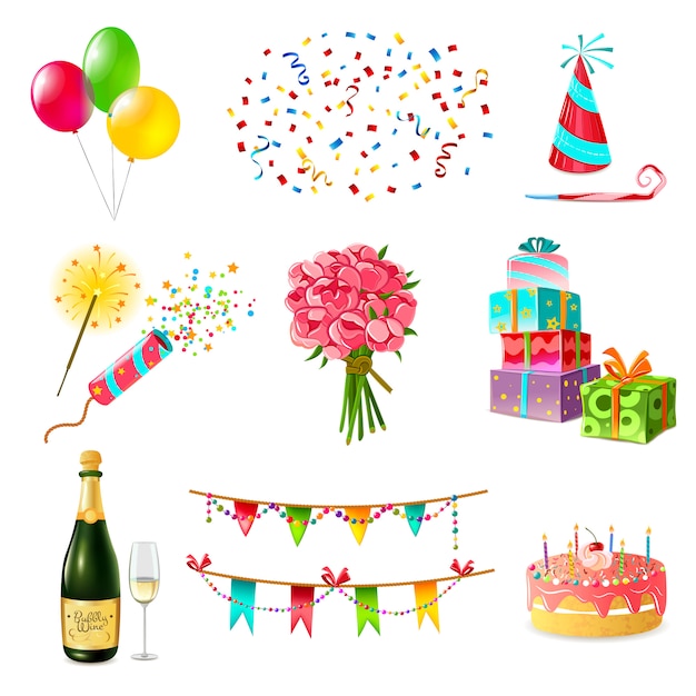 Vector gratuito conjunto de iconos de celebración