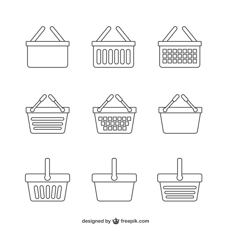 Vector gratuito conjunto de iconos de cesta de la compra